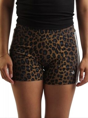 adidas Leopard Print Shorts with White Side Stripes